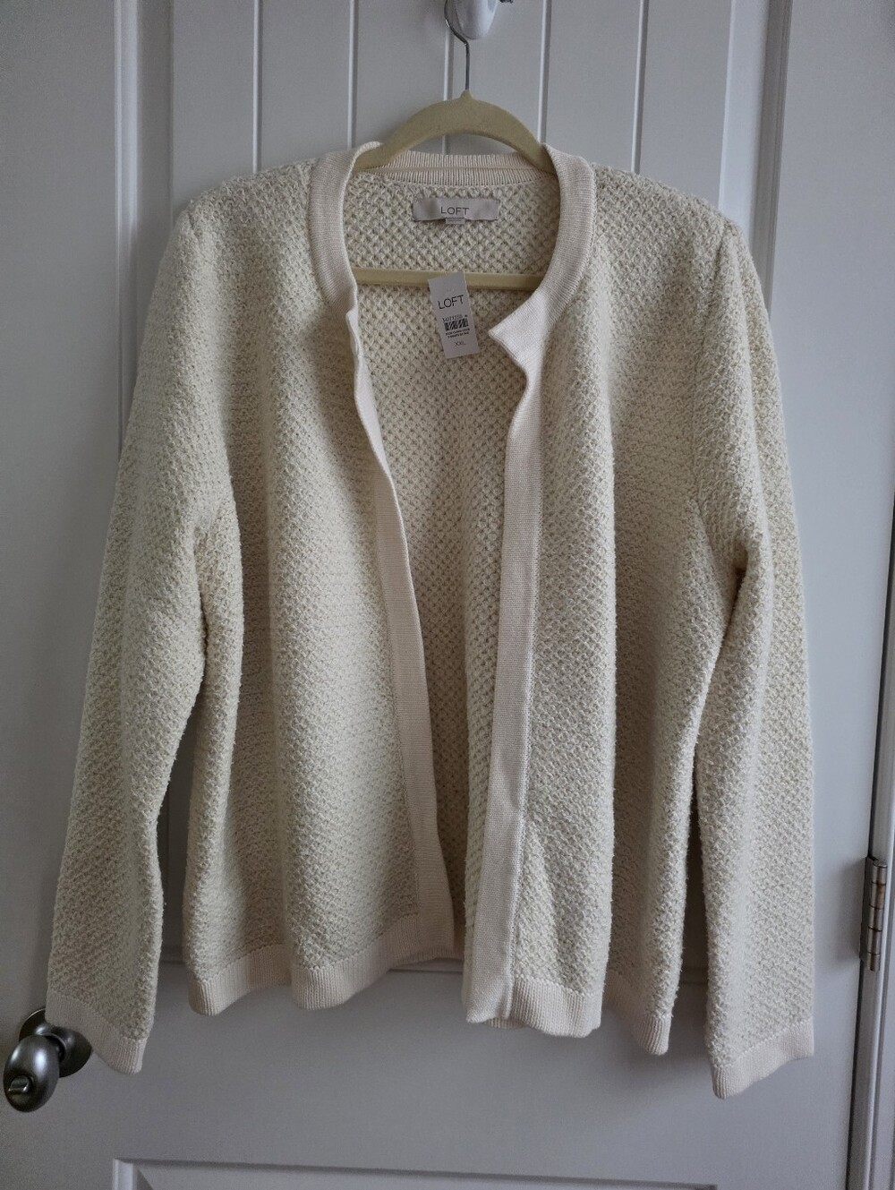 NWT LOFT Cream Open-Front Textured Cardigan Plus Size XXL